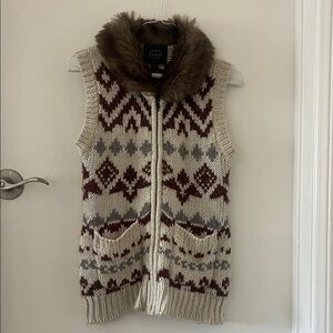 Women's Brown and Cream Knit Vest